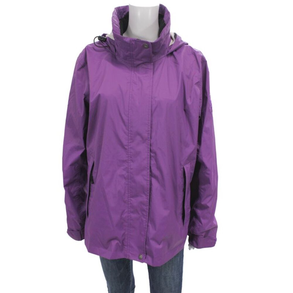 Aigle Women Purple Raincoat Windbreaker Button High Neck Polyamide Size 16